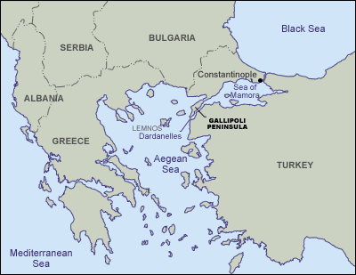 Image of the Overview map of the Gallipoli peninsula